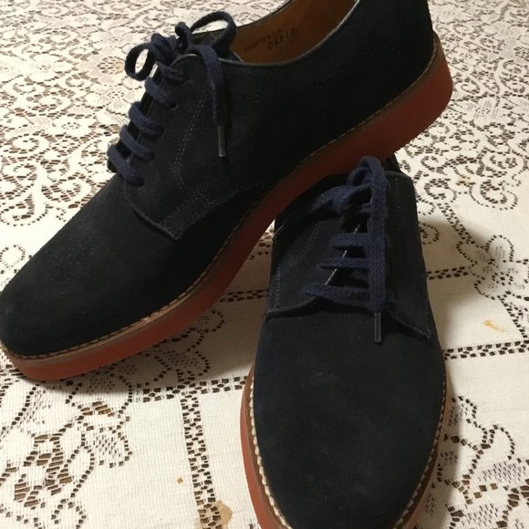 Men's Cole Haan Shoes Blue Suede BUCK Skin Leather Oxfords Mad Men Draper 9 M - Picture 9 of 11